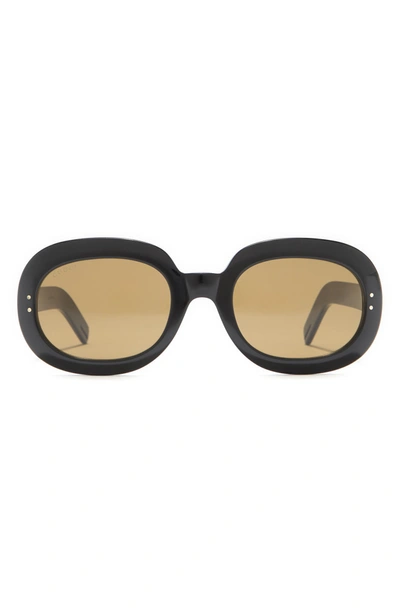 Gucci 56mm Oval Frame Sunglasses In Black Black Brown