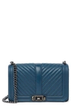 Rebecca Minkoff Chevron Quilted Love Crossbody Bag In Deep Teal