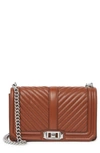 Rebecca Minkoff Chevron Quilted Love Crossbody Bag In Dk Luggage