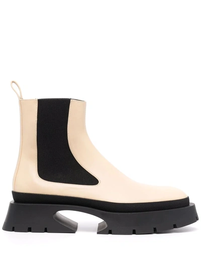 Jil Sander Two-tone Chelsea Boots In 278 Ecru