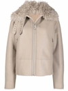Liska Shearling-trim Sheepskin Jacket In Nude