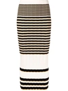 Theory Striped Ribbed Cotton-blend Midi Skirt In Weiss