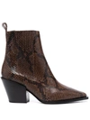 AEYDE KATE SNAKESKIN-EFFECT ANKLE BOOTS