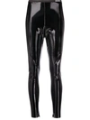 Red Valentino High-waisted Vinyl-effect Trousers In Schwarz