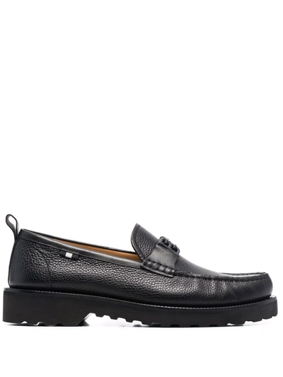 Bally Logo-plaque Leather Loafers In Schwarz