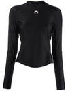 Marine Serre Black Training Second Skin Long Sleeve T-shirt In Schwarz