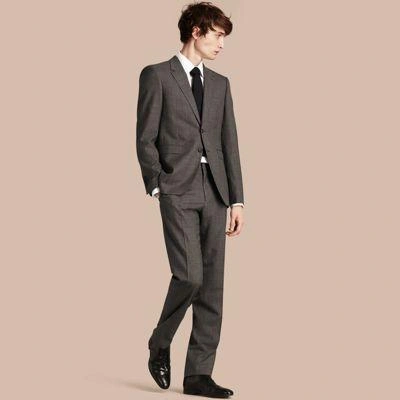 Burberry Modern Fit Wool Cashmere Microcheck Part-canvas Suit In Charcoal