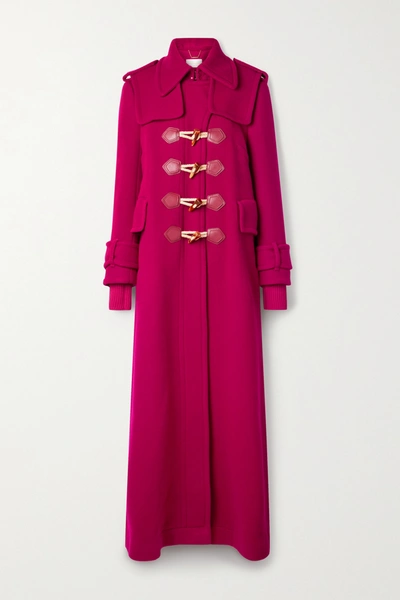 Zimmermann Concert Leather-trimmed Wool-blend Coat In Red