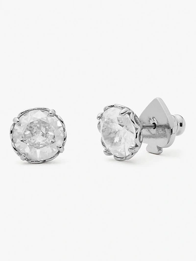 Kate Spade That Sparkle Round Earrings In Clear/silver