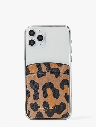 Kate Spade Spencer Leopard Sticker Pocket In Black Multi
