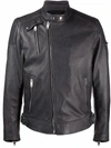 Diesel Leather Biker Jacket In Schwarz