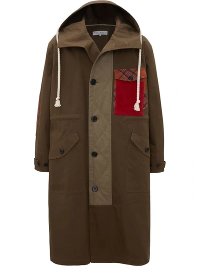 Jw Anderson Patch Pocket Hooded Parka In Brown