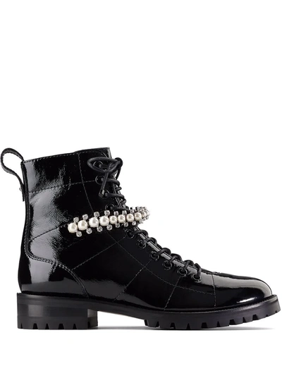 Jimmy Choo Womens Black Cruz Crystal-embellished Leather Ankle Boots 4.5