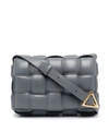 Bottega Veneta Cassette Medium Padded Intrecciato Leather Shoulder Bag In Grau
