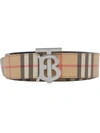 Burberry Beige Tb Vintage Check Reversible Canvas Belt In Neutrals