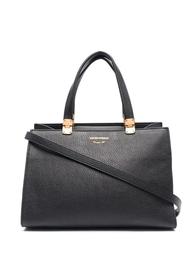 Emporio Armani Logo-embossed Pebbled Tote Bag In Schwarz