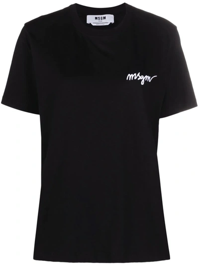 MSGM CHEST-LOGO CREWNECK T-SHIRT