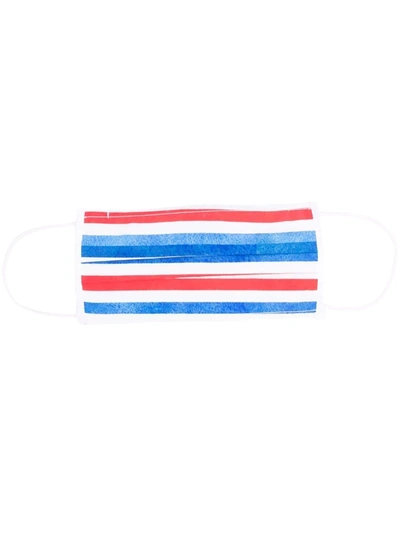Fedeli White Face Mask With Red And Blue Stripes In Bianco/blu/rosso