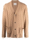 LANEUS CABLE-KNIT DESTROYED CARDIGAN