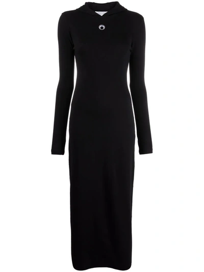 Marine Serre Black Fitted Hoodie T-shirt Dress