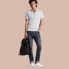 Burberry Short-sleeve Pique Polo Shirt, Pale Gray In Pale Grey Melange