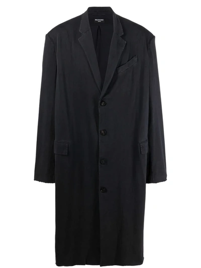 Balenciaga Single-breasted Oversized Coat In Black