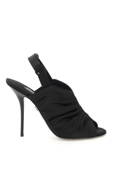 Dolce & Gabbana Satin Slingbacks With Corset-style Fastening In Black