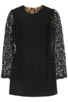 DOLCE & GABBANA MINI DRESS WITH CORDONETTO LACE SLEEVES
