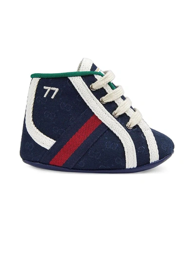 Gucci Blue Tennis 1977 Baby Trainers In Bianco