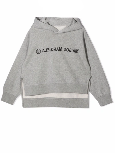 Maison Margiela Kids' Grey Cotton Hoodie In Grigio