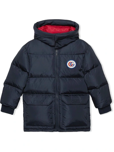 Gucci Kids' Children's Nylon Padded Coat With Double G In Blue