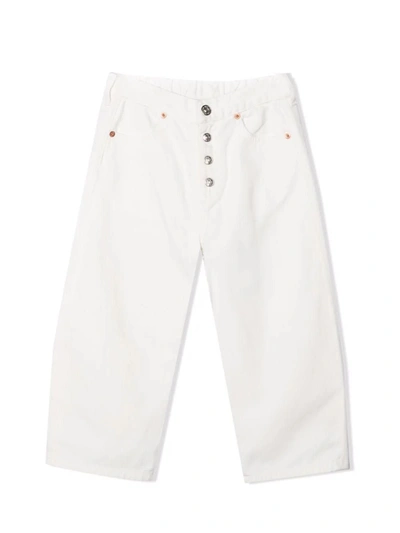 Maison Margiela Kids' White Cotton Jeans In Bianco