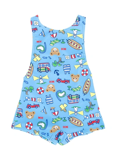 Miki House Babies' Multi Print Swimsuit In 蓝色