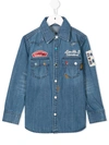 MIKI HOUSE PATCH EMBROIDERED DENIM SHIRT