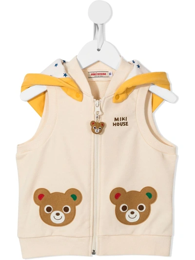 Miki House Babies' Patch-detail Hooded Waistcoat In 中性色
