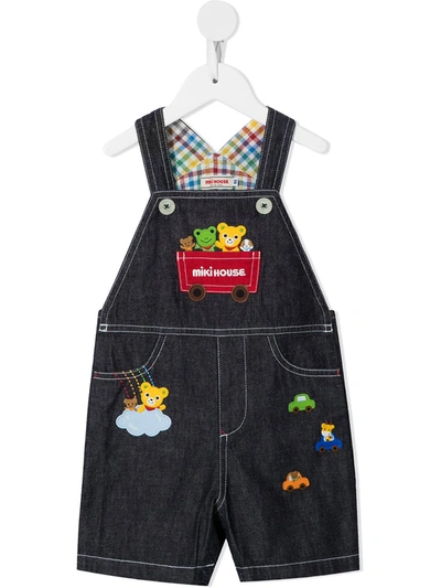Miki House Babies' Embroidered Sleeveless Overalls In 黑色
