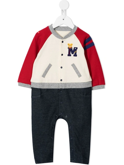 Miki House Babies' Letterman-detail Romper In Red