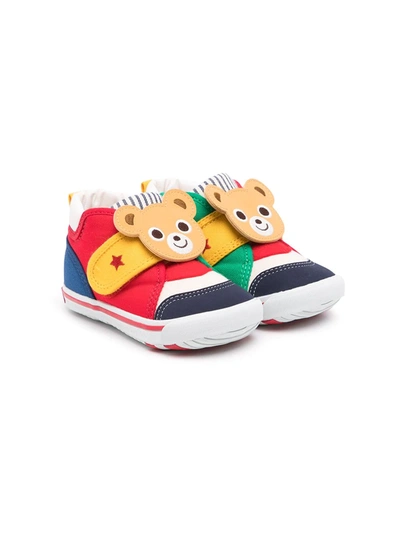 Miki House Bear Touch-strap Sneakers In Red