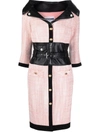 Moschino Wide-neck Belted Minidress In 粉色