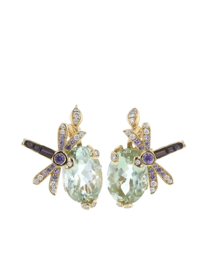 Pre-owned Dior 2021 Yellow Gold Gourmande Diamond, Amethyst, Pearl And Quartz Earrings In 紫色