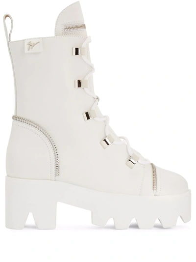 Giuseppe Zanotti Juliett Leather Ankle Boots In White