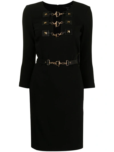 Pre-owned Gucci Metallic Toggle Long-sleeved Dress In 黑色