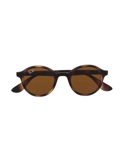 Ray-ban Junior Kids' Round Tortoiseshell Sunglasses In 黑色