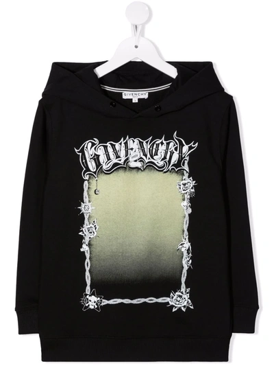 Givenchy Printed Cotton Sweatshirt Hoodie In Black