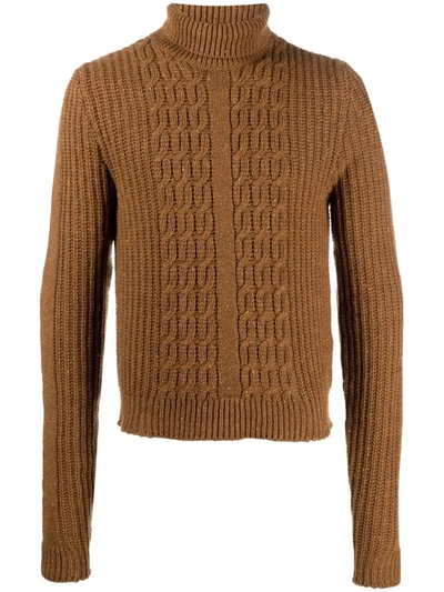 Etro Cable-knit Wool Rollneck Sweater In Brown