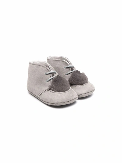Paz Rodriguez Babies' Suede Lace-up Pre-walkers In 灰色