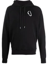 Heliot Emil Drawstring Cotton Hoodie In 黑色