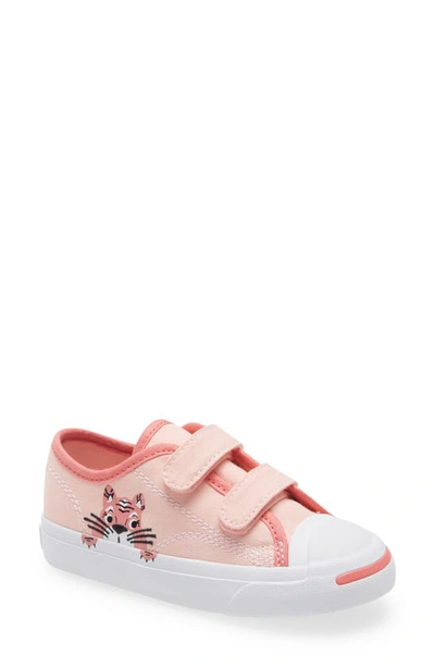 Converse Kids' Jack Purcell 2v Tiger Print Sneaker In Storm Pink/ Pink Salt/ White