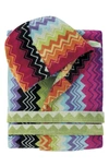 Missoni Giacomo Zigzag Hooded Bath Robe In Pink Multidnu
