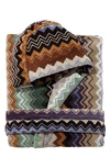 Missoni Giacomo Zigzag Hooded Bath Robe In Purple Multi